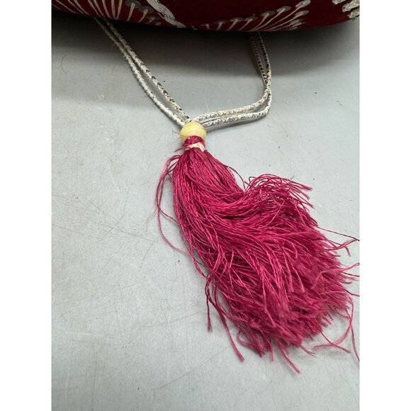 piggalle salazar Red Velvet Sombrero hat Intricate White Embroidery Tassel XL - Picture 2 of 13